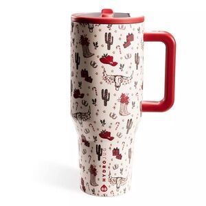 HydroJug Cactus Print Red and White Travel Mug